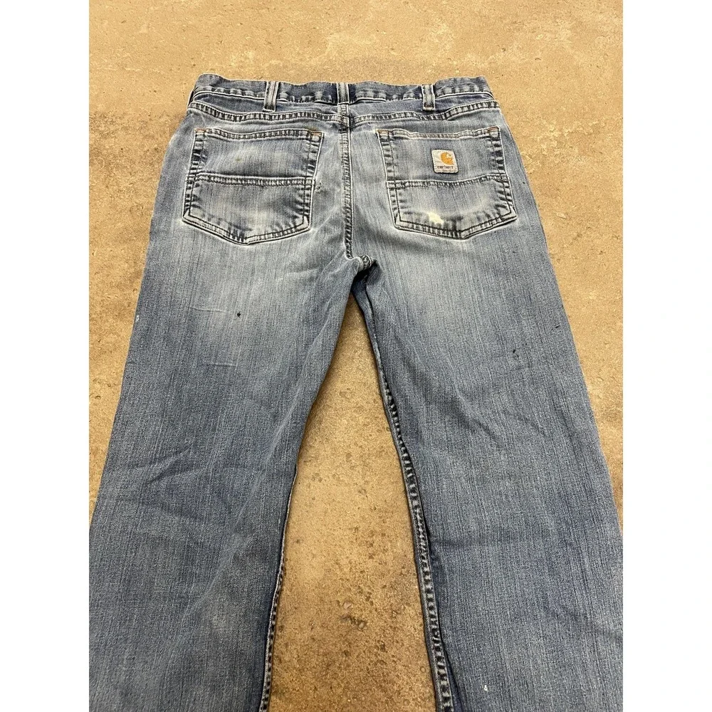 Carhartt 102804 M49‎ Jeans Mens 32x32 Medium Wash Blue Relaxed Stretch Zip Fly